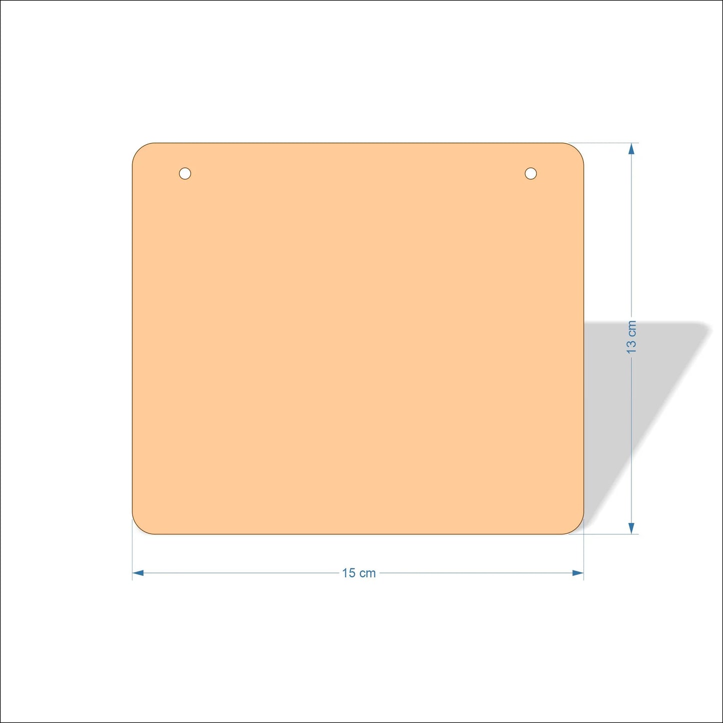 15 cm Wide Blank board plaques with rounded corners - plywood