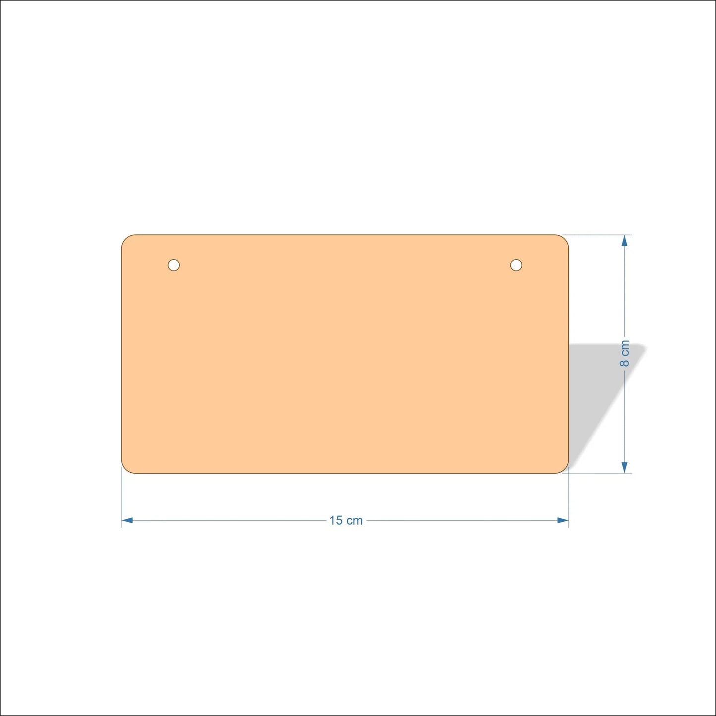 15 cm Wide Blank board plaques with rounded corners - plywood