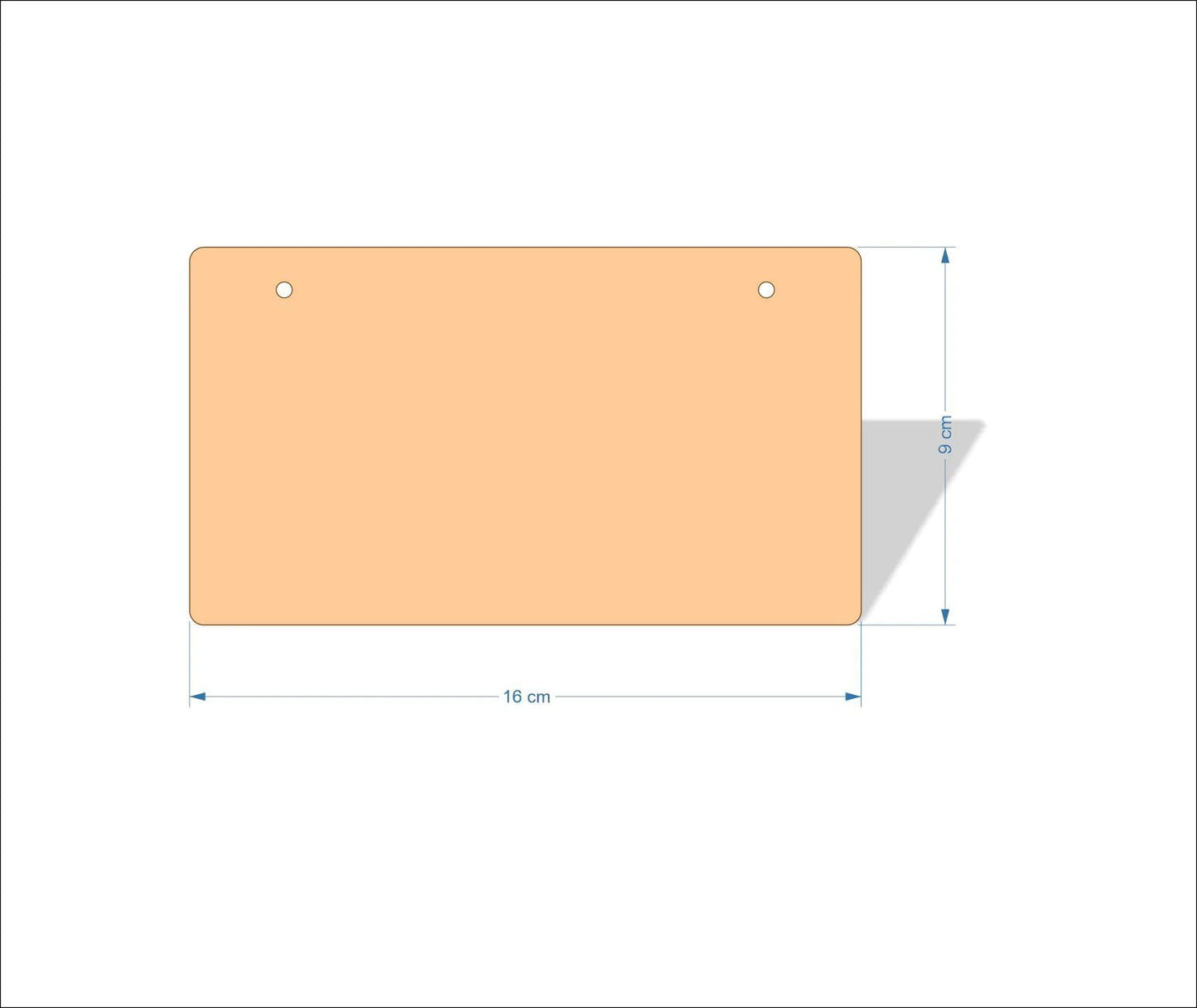 16 cm X 9 cm 4mm poplar plywood Plaques with rounded corners