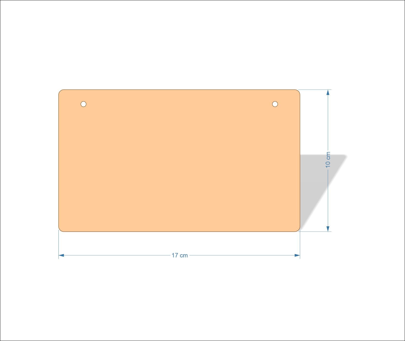 17 cm X 10 cm 3mm MDF Plaques with rounded corners