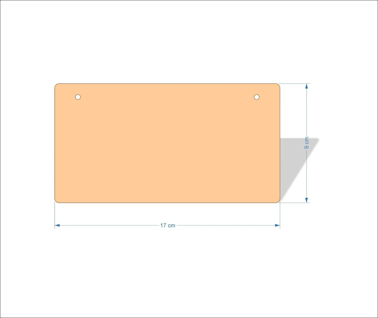 17 cm X 9 cm 4mm poplar plywood Plaques with rounded corners