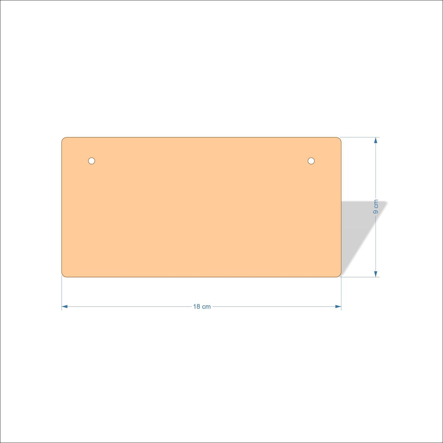 18 cm X 9 cm 3mm MDF Plaques with rounded corners