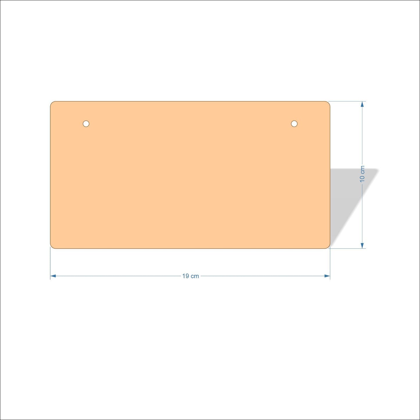 19 cm X 10 cm 3mm MDF Plaques with rounded corners