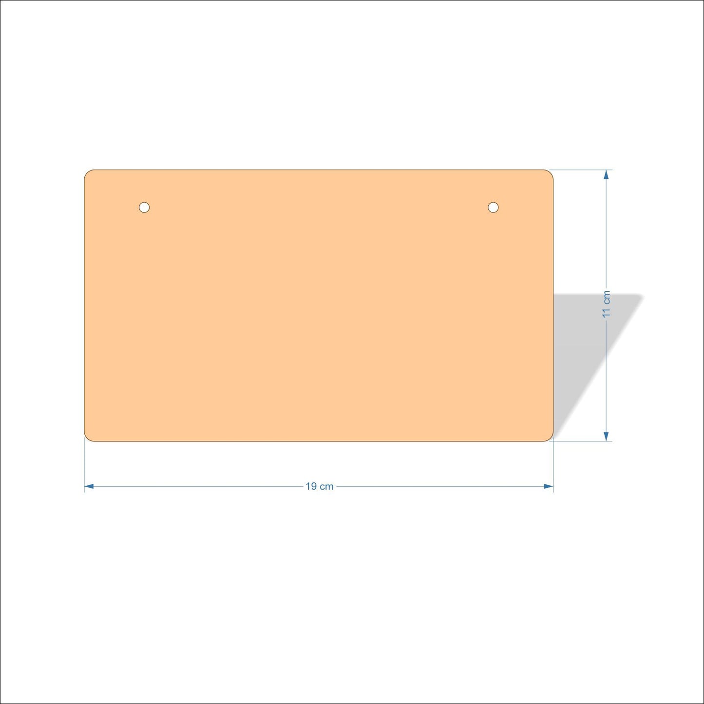 19 cm X 11 cm 3mm MDF Plaques with rounded corners