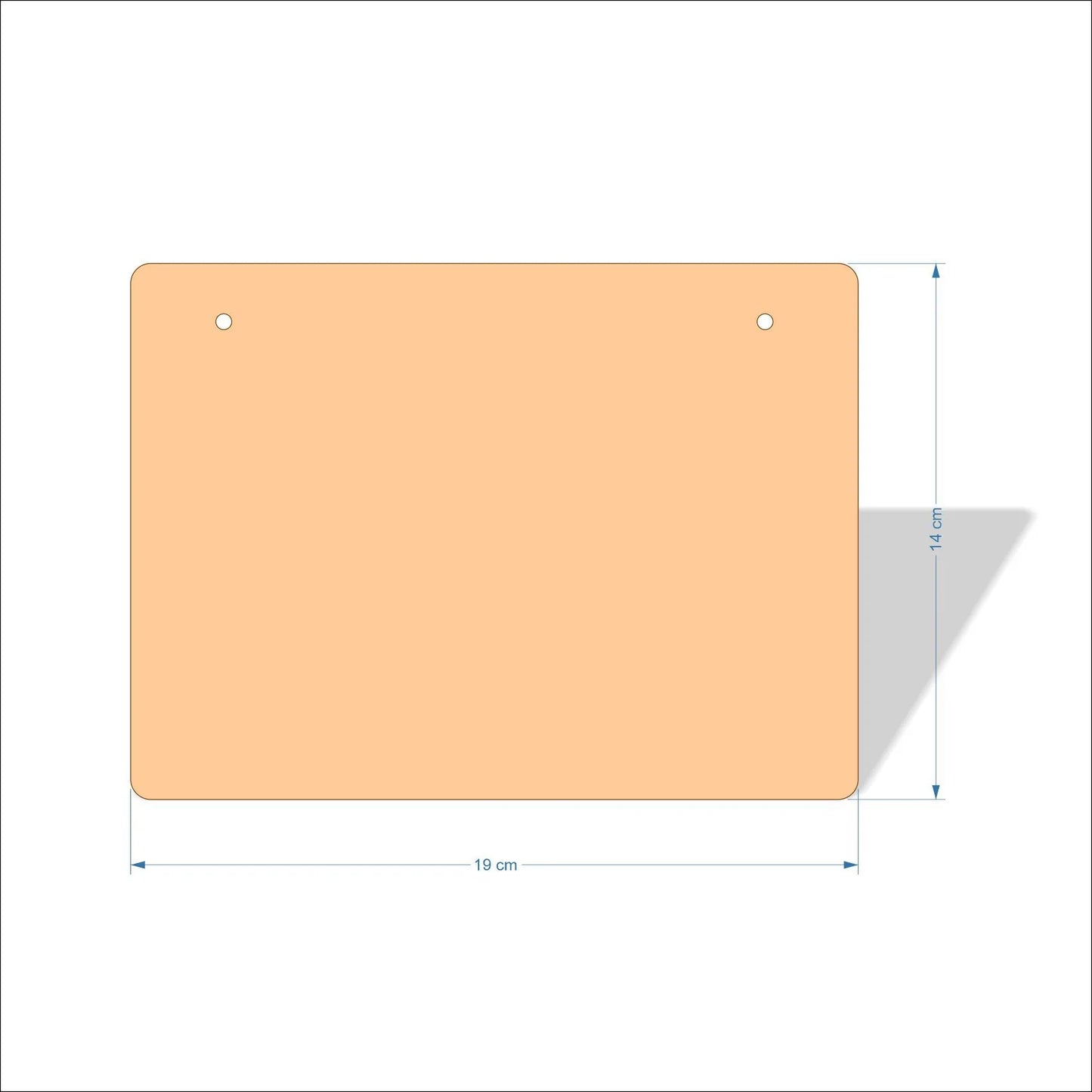 19 cm Wide Blank board plaques with rounded corners - plywood