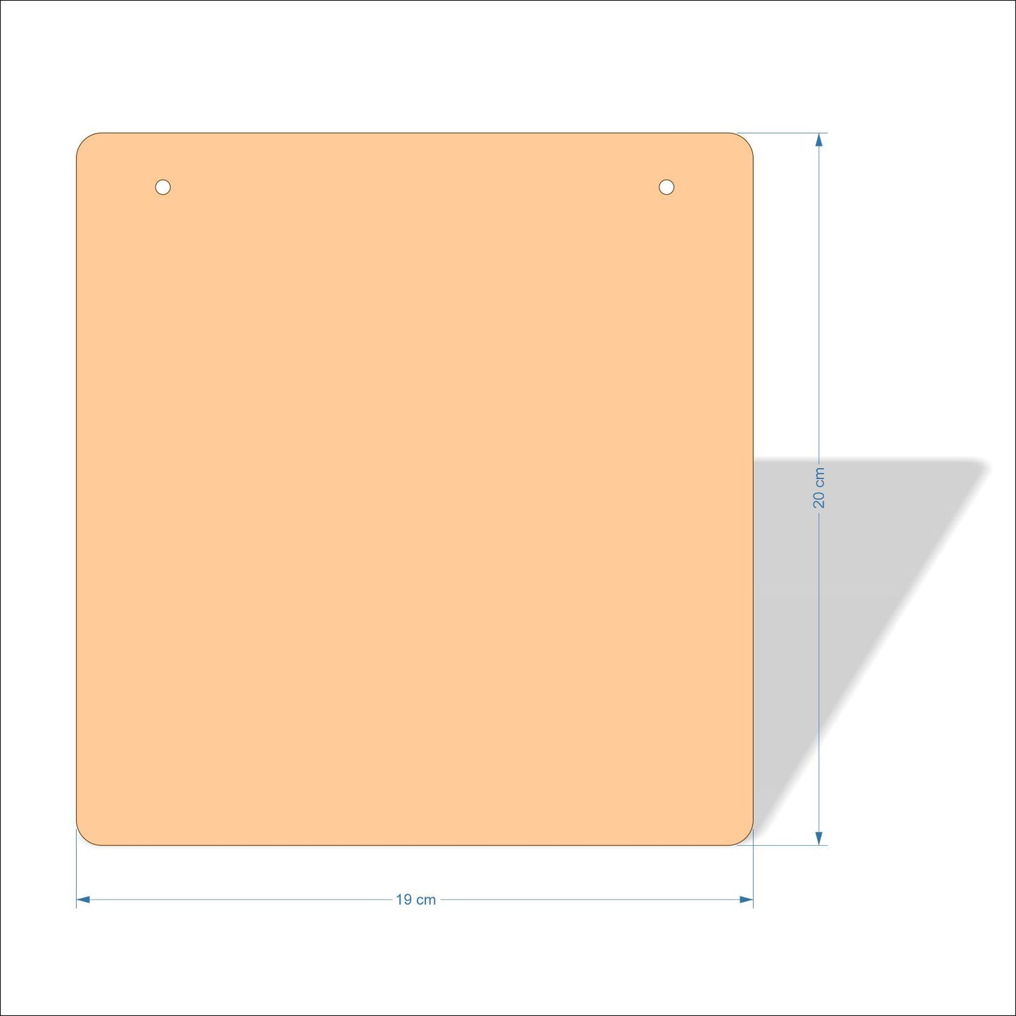 19 cm X 20 cm 3mm MDF Plaques with rounded corners