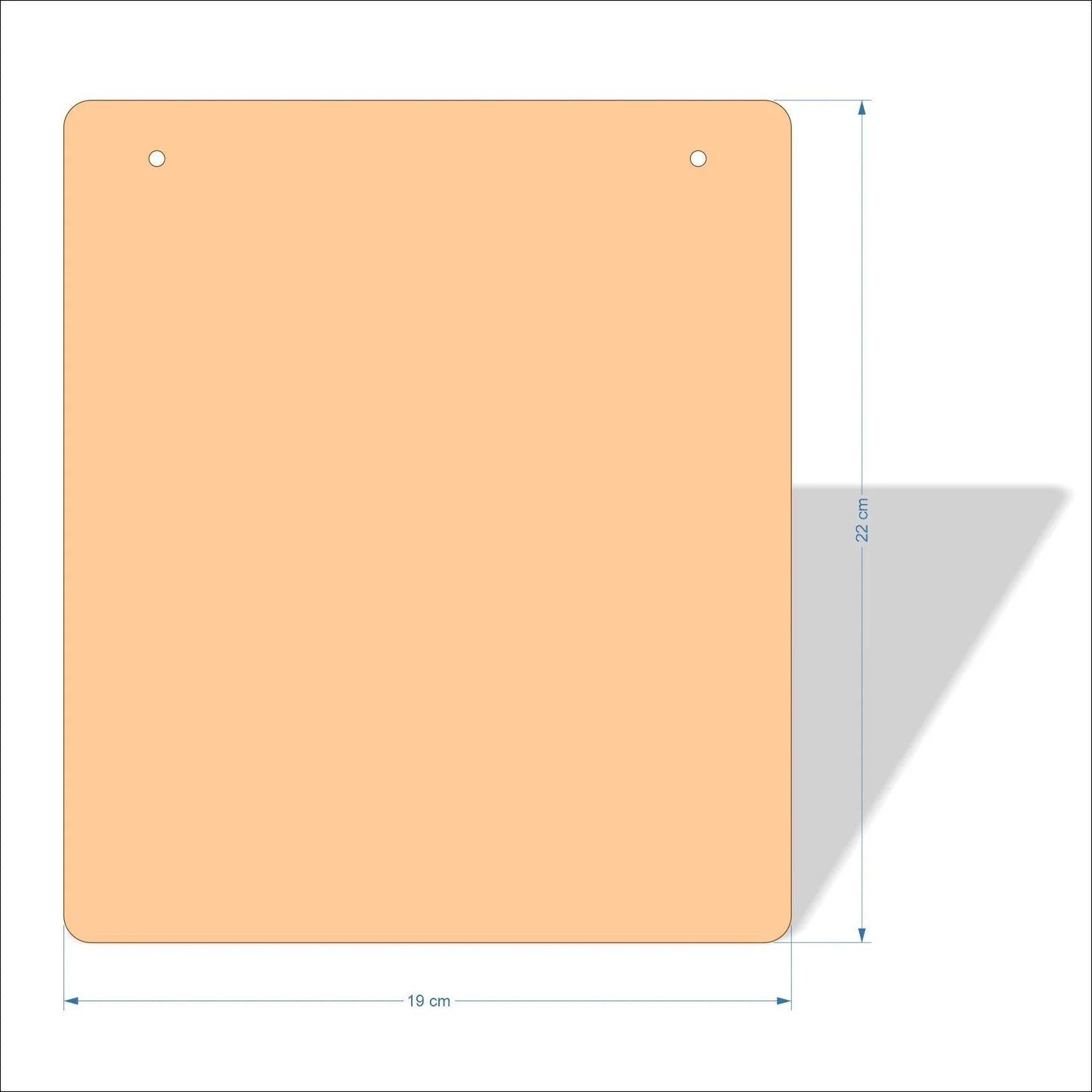 19 cm Wide Blank board plaques with rounded corners - plywood