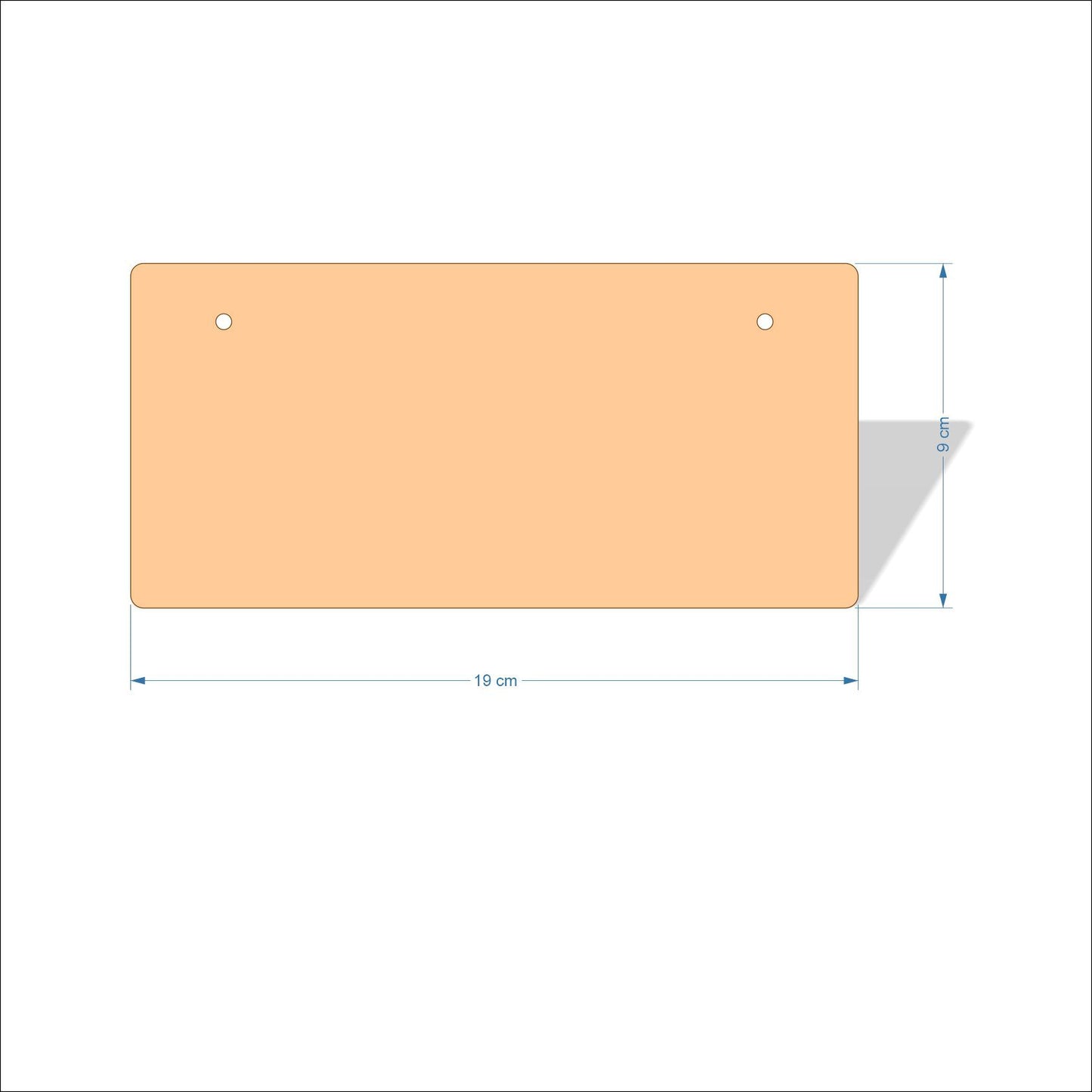 19 cm X 9 cm 3mm MDF Plaques with rounded corners