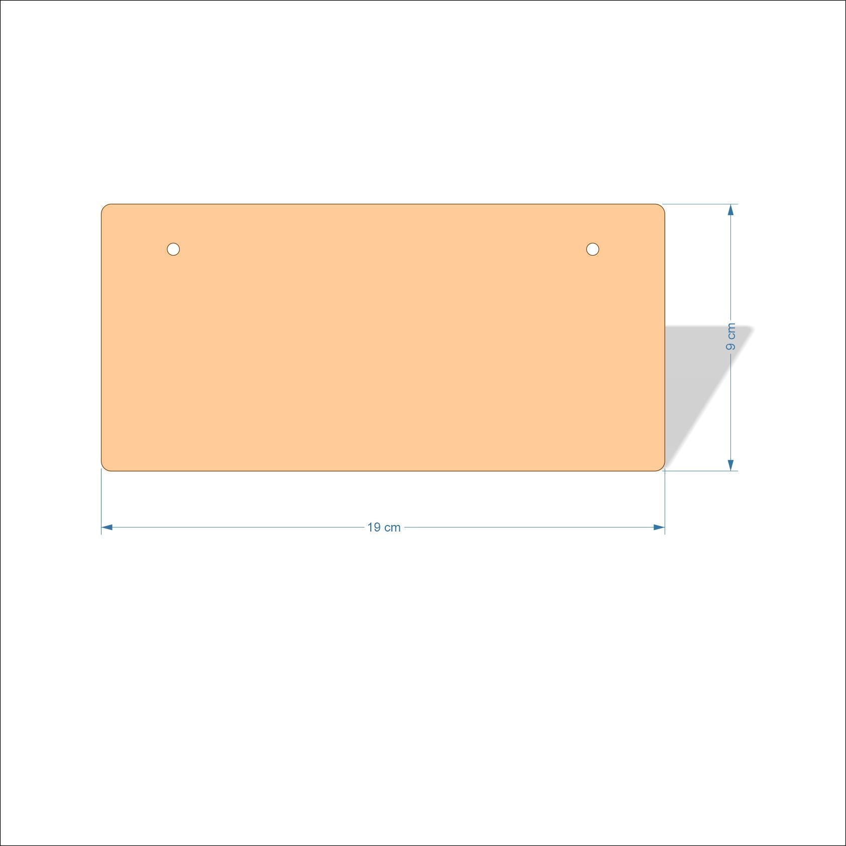 19 cm X 9 cm 3mm MDF Plaques with rounded corners