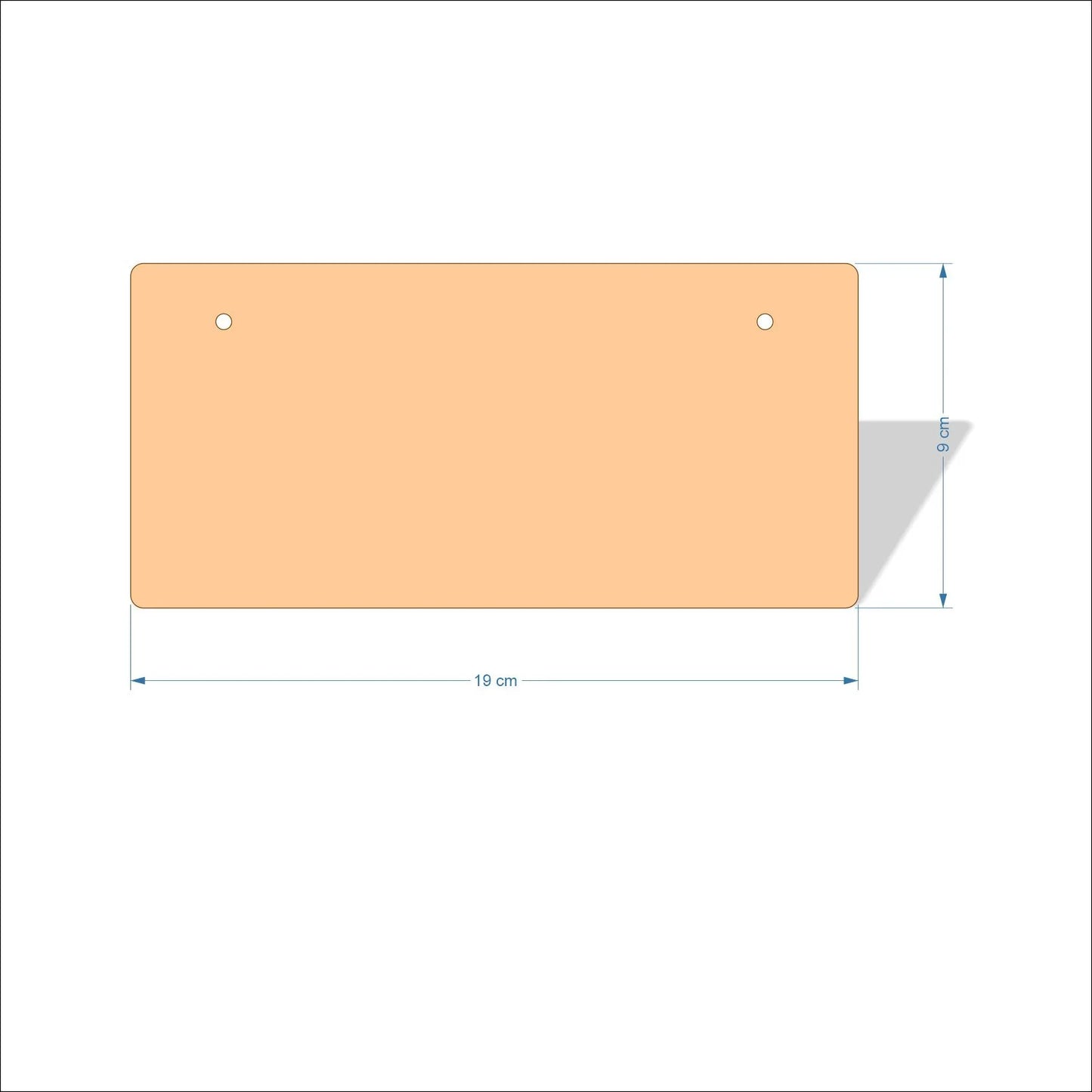 19 cm X 9 cm 4mm poplar plywood Plaques with rounded corners