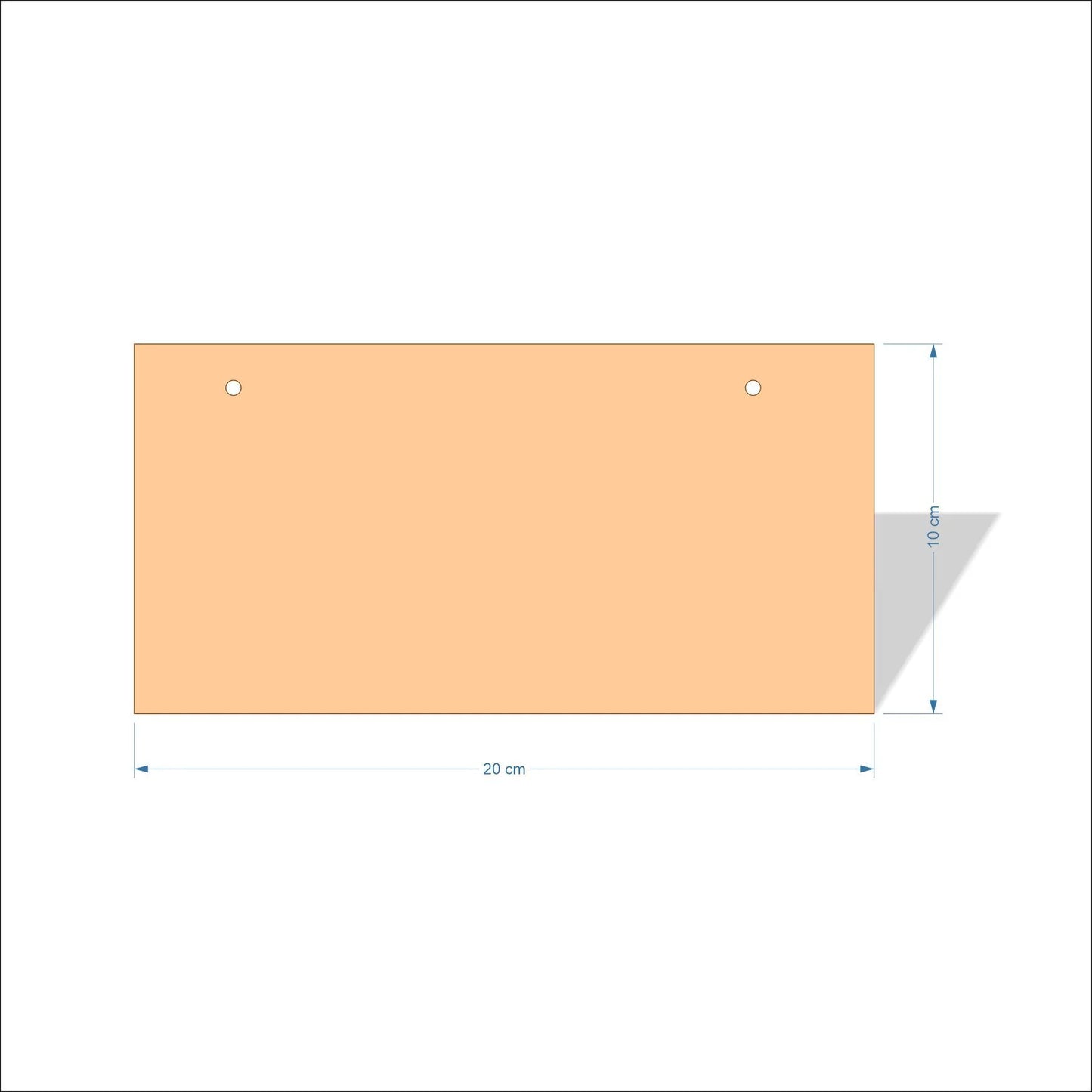 20 cm Wide Blank board plaques with square corners - plywood