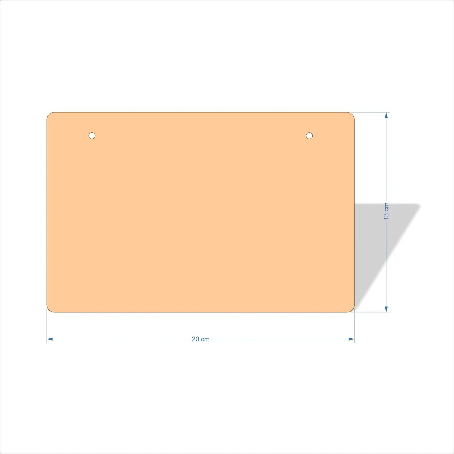 20 cm Wide Blank board plaques with rounded corners - plywood