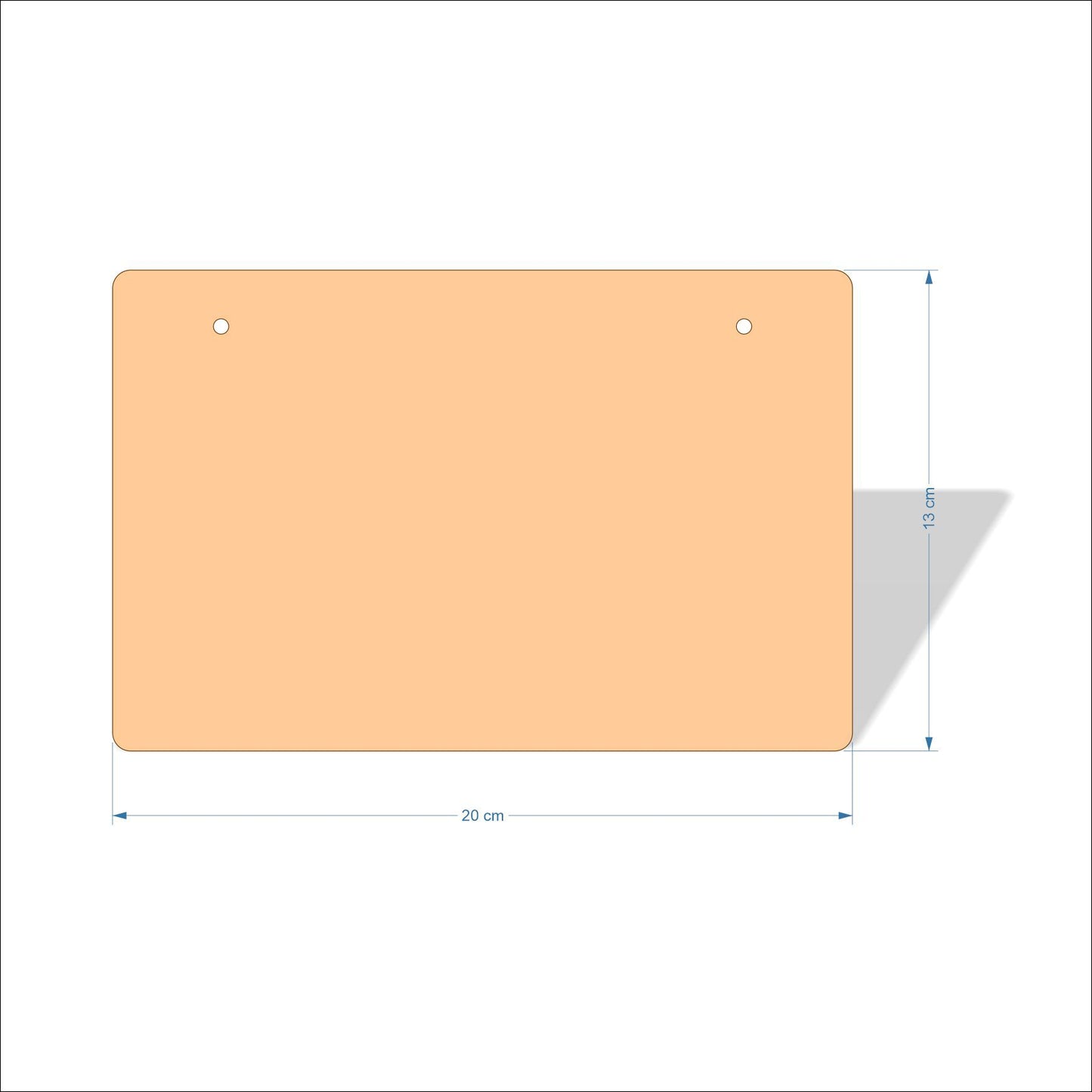 20 cm X 13 cm 3mm MDF Plaques with rounded corners