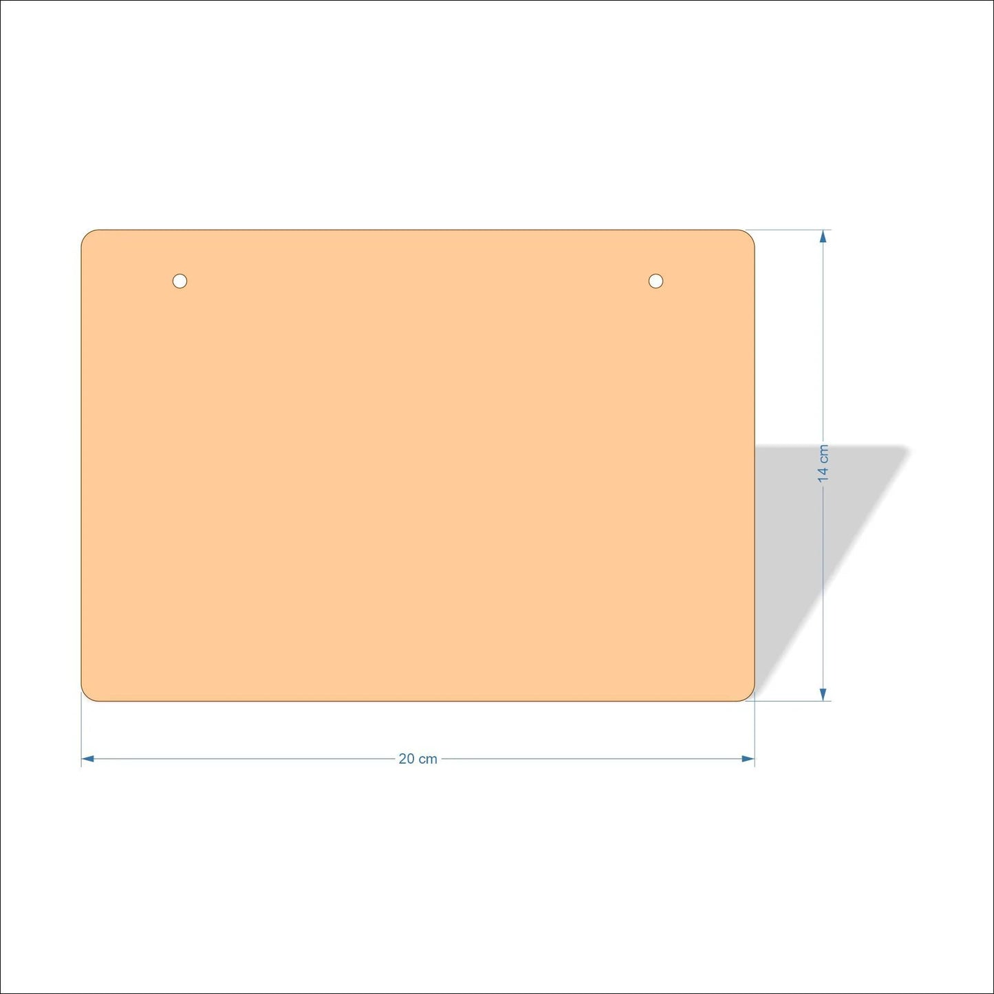 20 cm X 14 cm 4mm poplar plywood Plaques with rounded corners