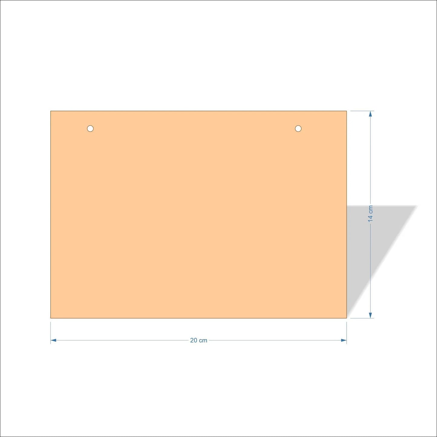 20 cm Wide Blank board plaques with square corners - plywood