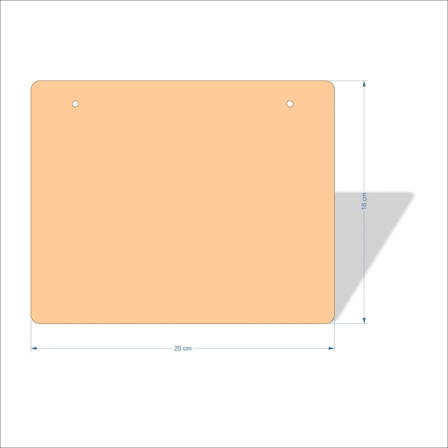 20 cm Wide Blank board plaques with rounded corners - plywood