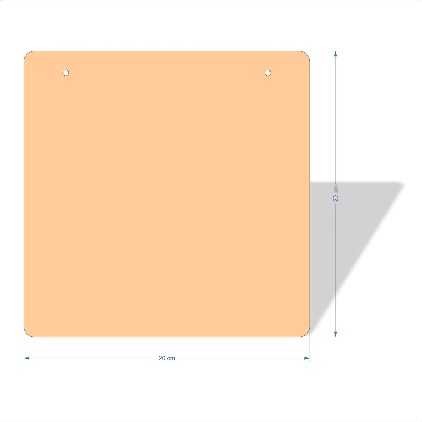 20 cm X 20 cm 4mm poplar plywood Plaques with rounded corners