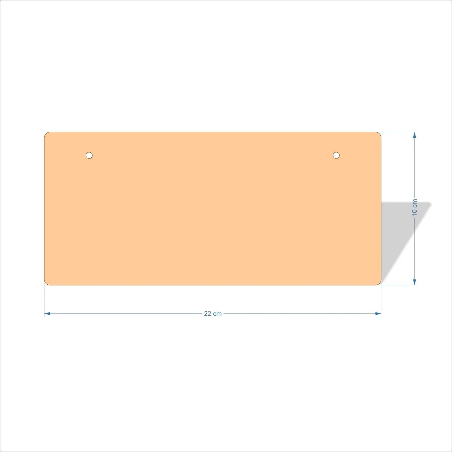 22 cm Wide Blank board plaques with rounded corners - plywood