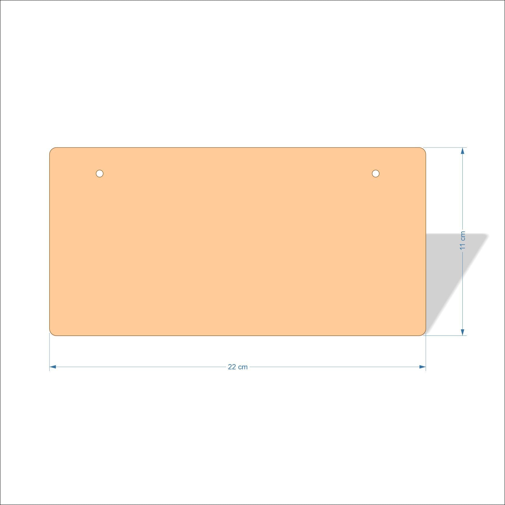 22 cm X 11 cm 3mm MDF Plaques with rounded corners