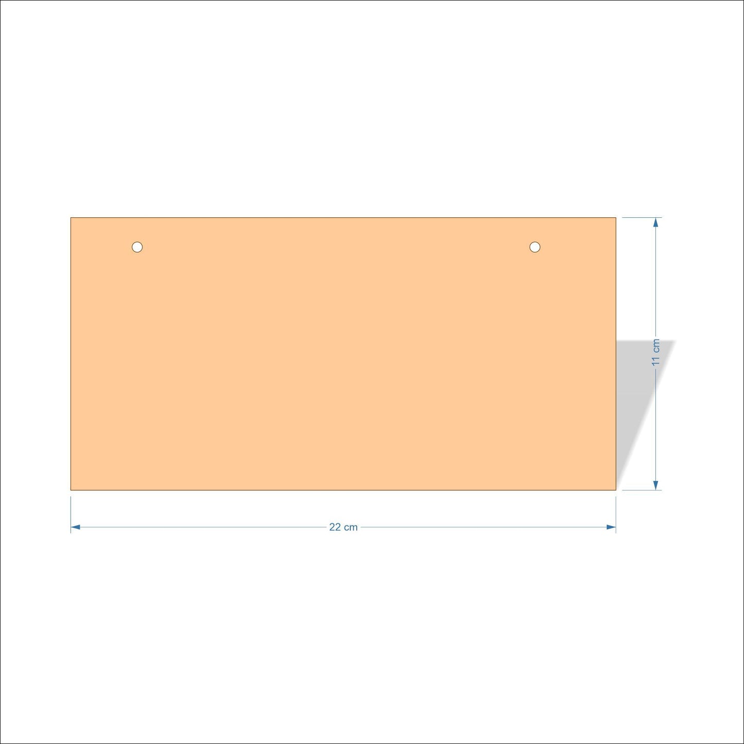 22 cm X 11 cm 3mm MDF Plaques with square corners