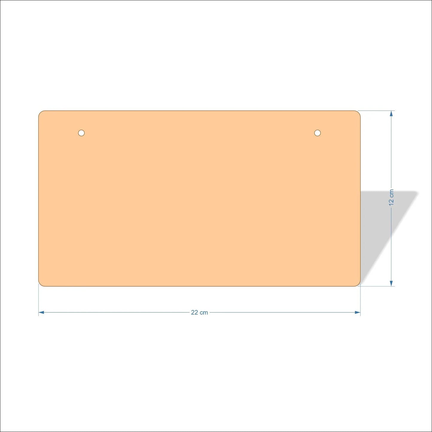 22 cm X 12 cm 4mm poplar plywood Plaques with rounded corners