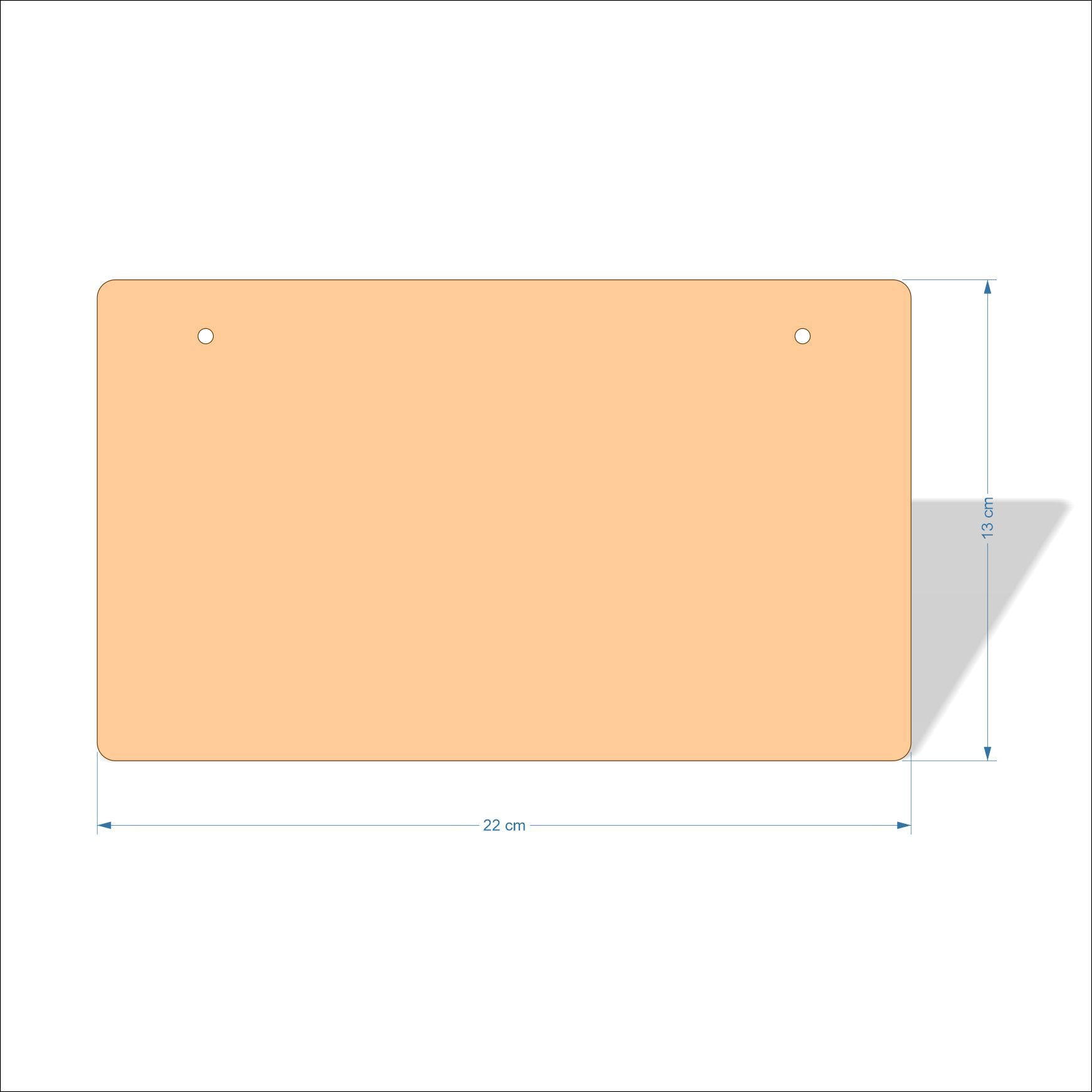 22 cm X 13 cm 3mm MDF Plaques with rounded corners
