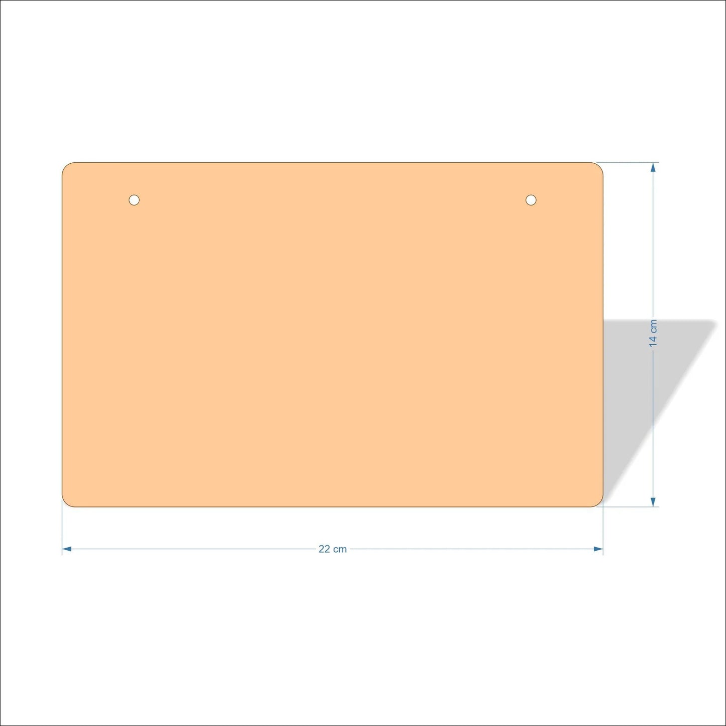 22 cm Wide Blank board plaques with rounded corners - plywood