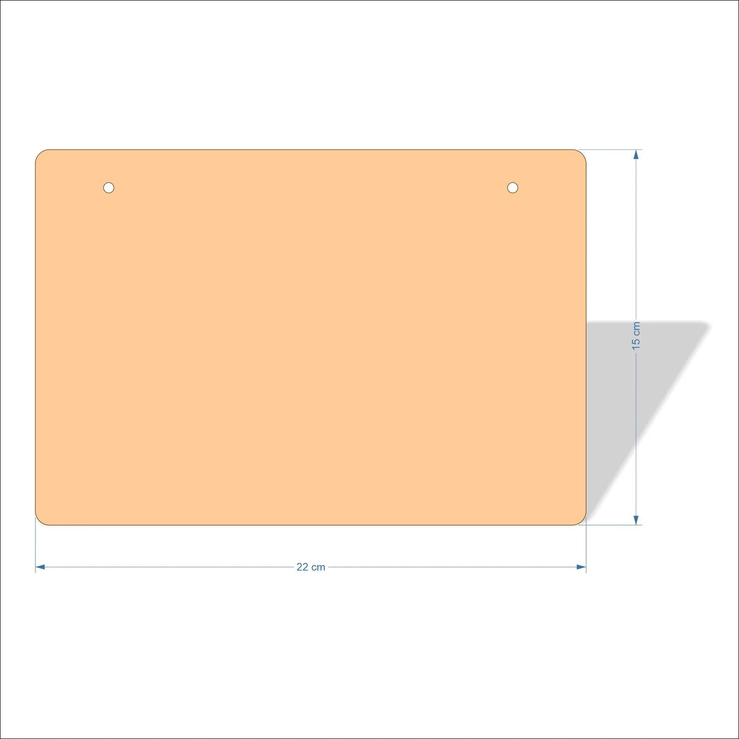 22 cm Wide Blank board plaques with rounded corners - plywood