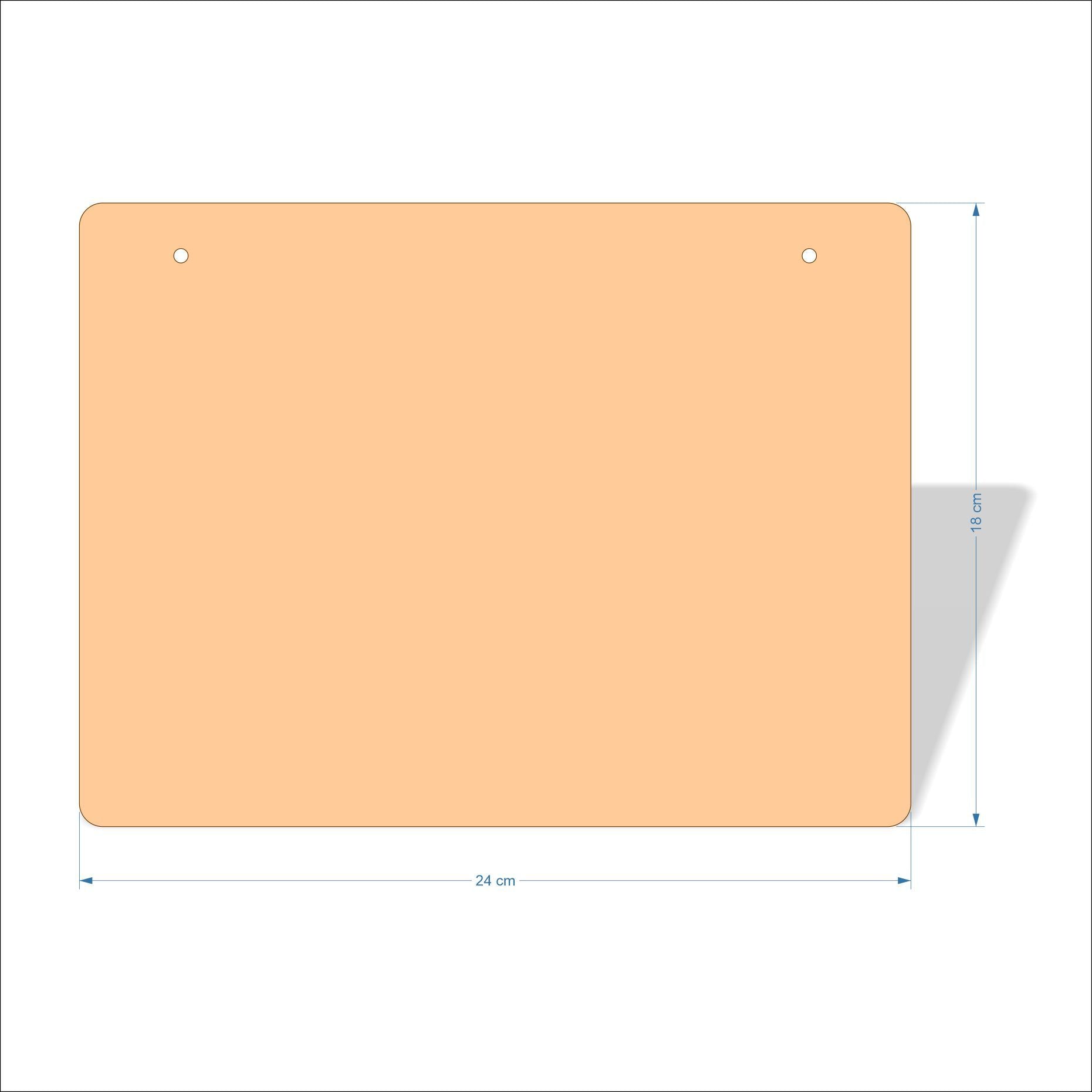 24 cm X 18 cm 3mm MDF Plaques with rounded corners