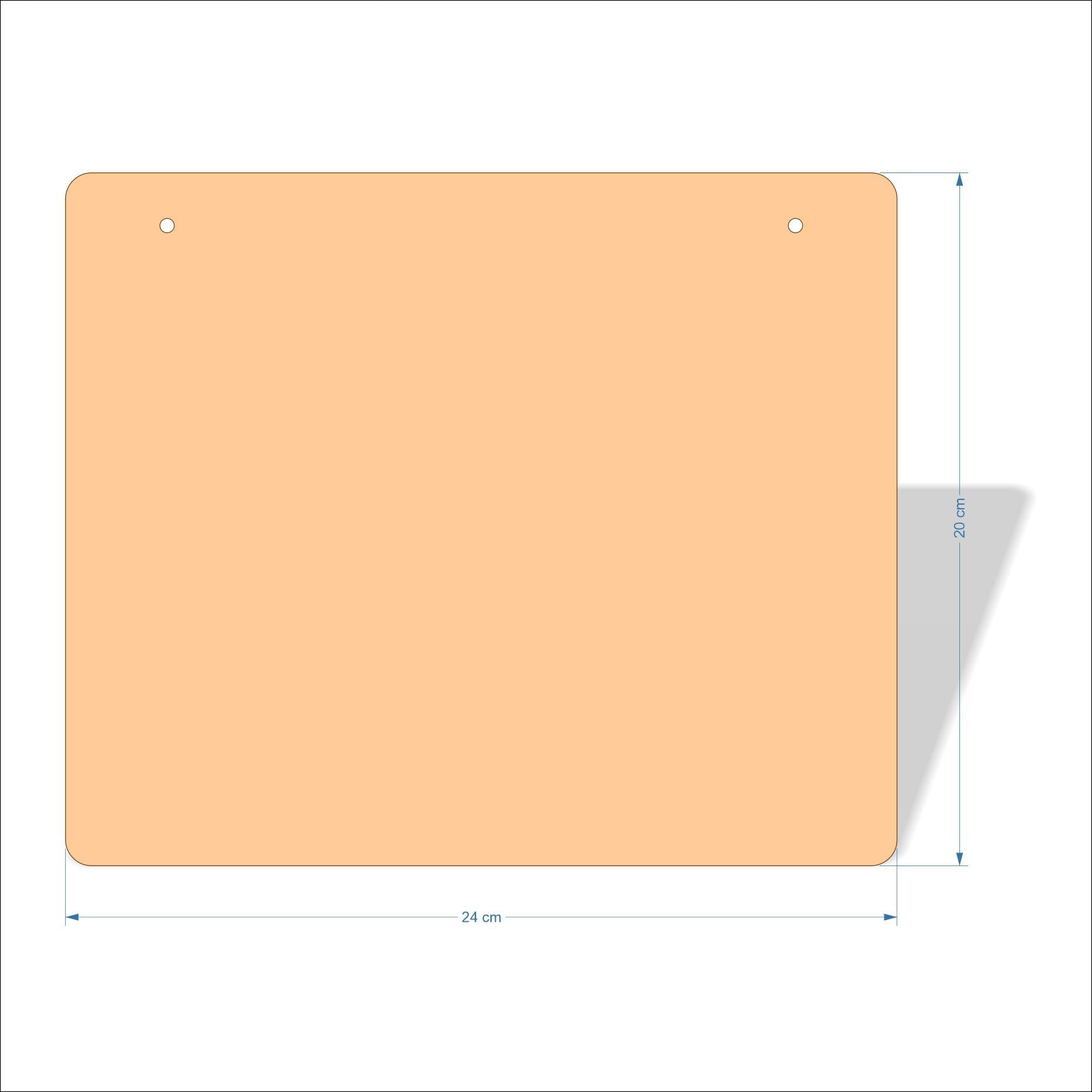24 cm X 20 cm 3mm MDF Plaques with rounded corners