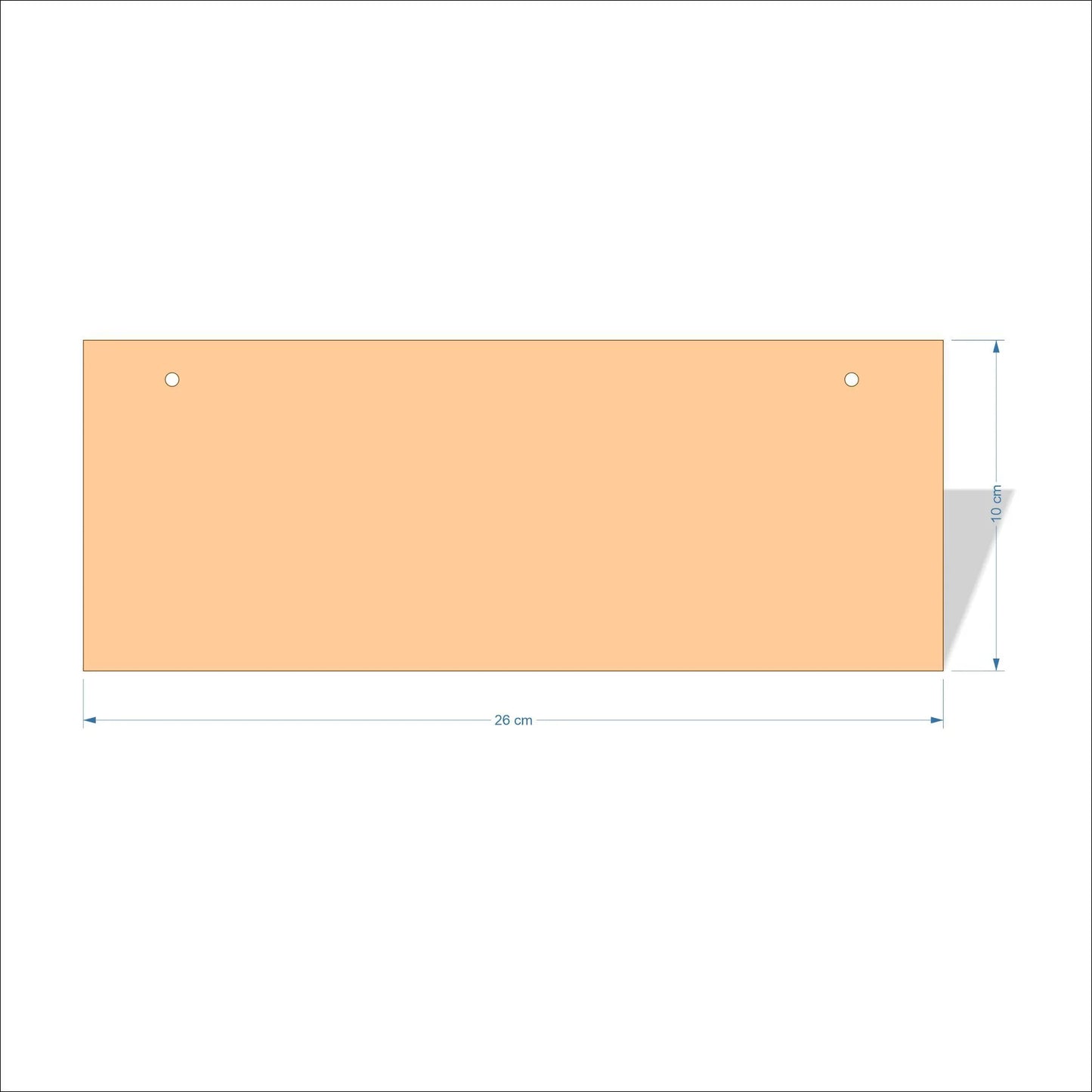 26 cm Wide Blank board plaques with square corners - plywood