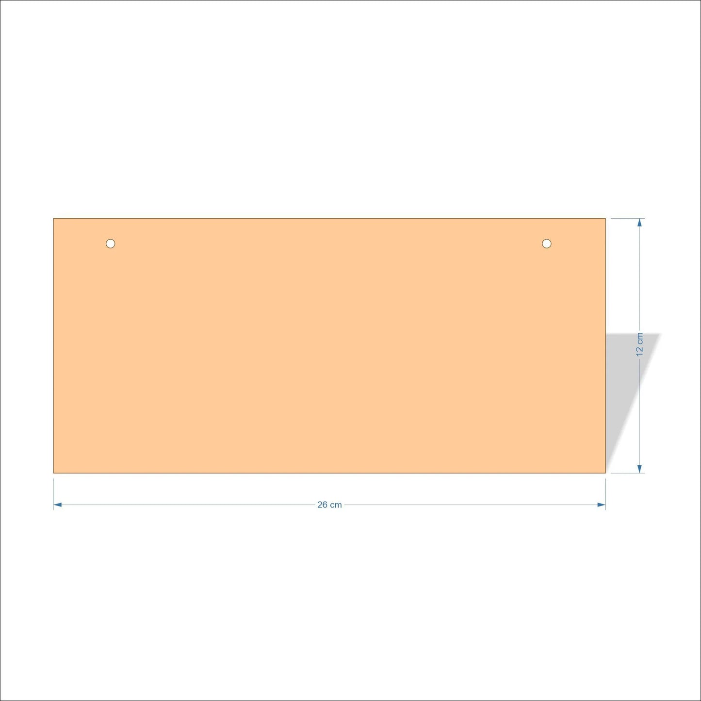 26 cm Wide Blank board plaques with square corners - plywood