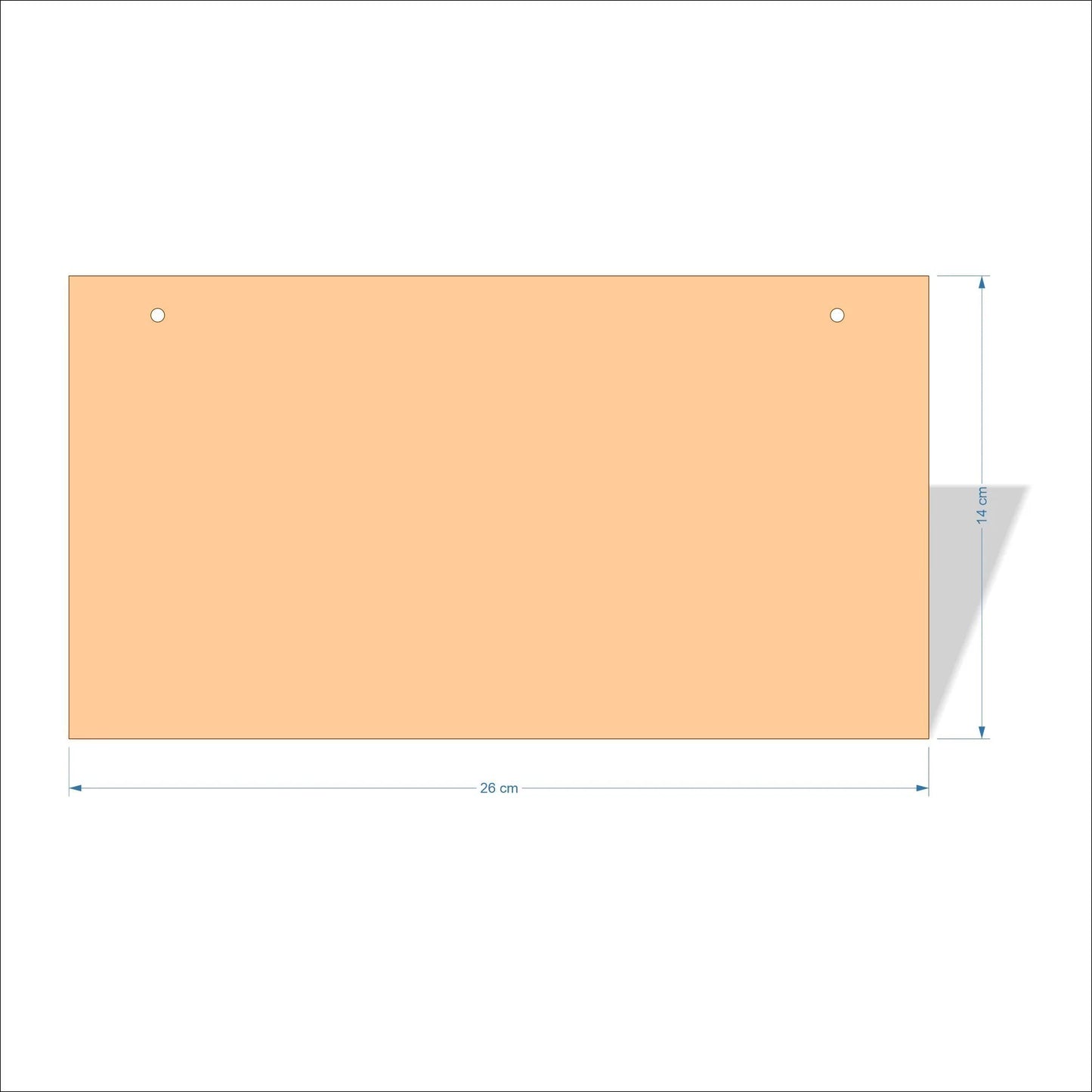 26 cm Wide Blank board plaques with square corners - plywood