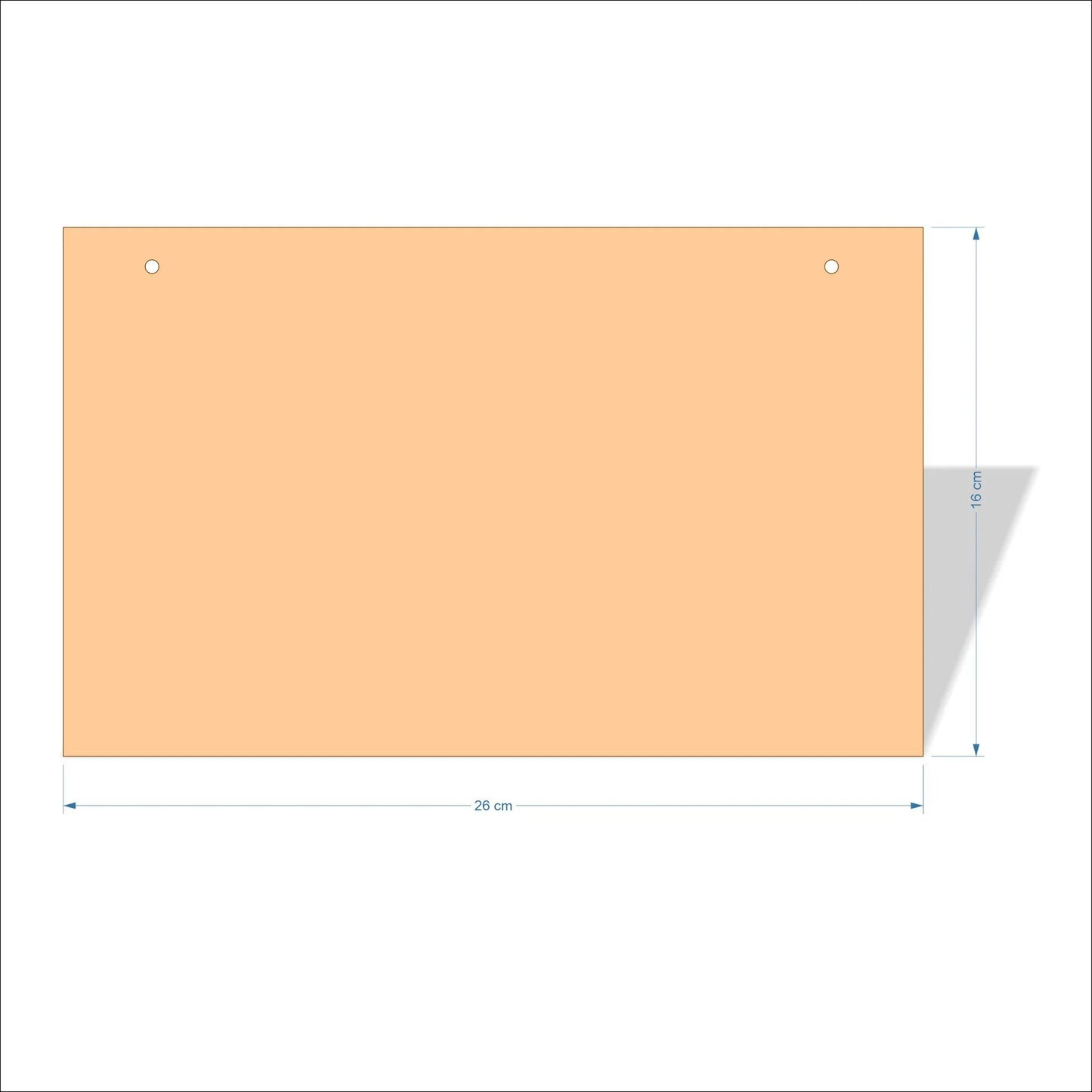 26 cm Wide Blank board plaques with square corners - plywood