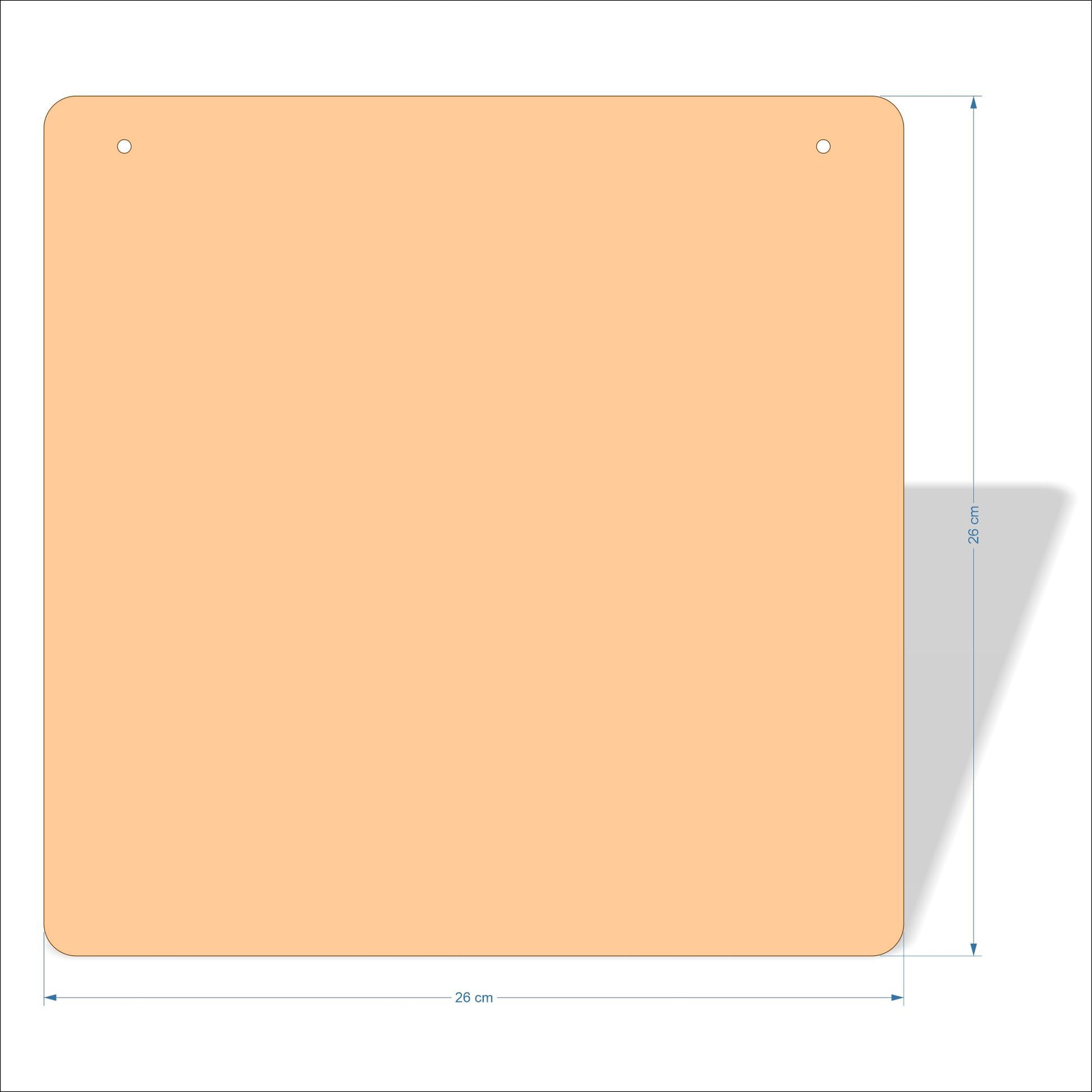 26 cm X 26 cm 3mm MDF Plaques with rounded corners