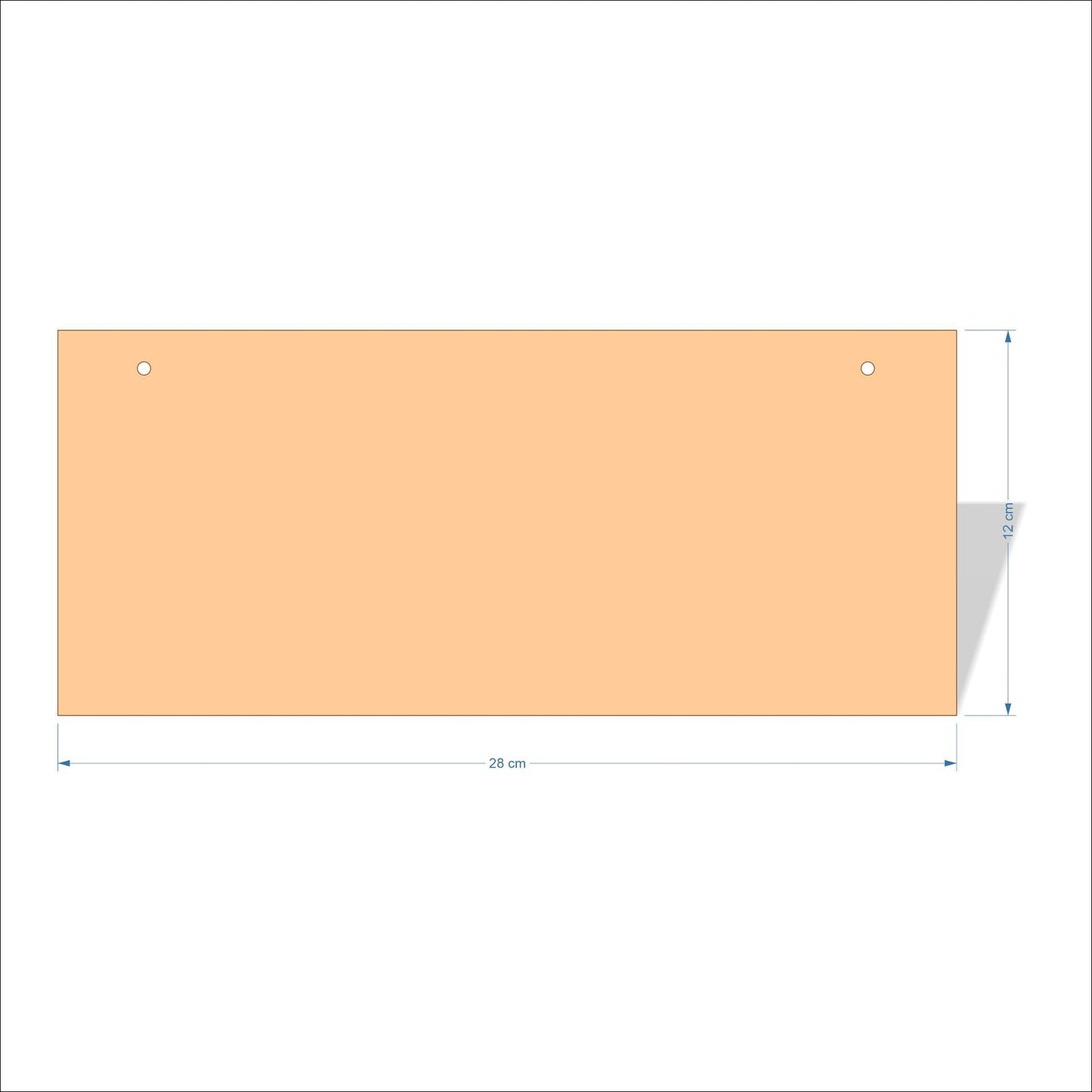 28 cm X 12 cm 3mm MDF Plaques with square corners