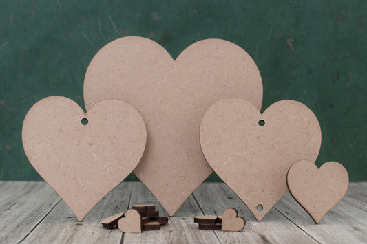 3mm mdf laser cut heart shape blanks.