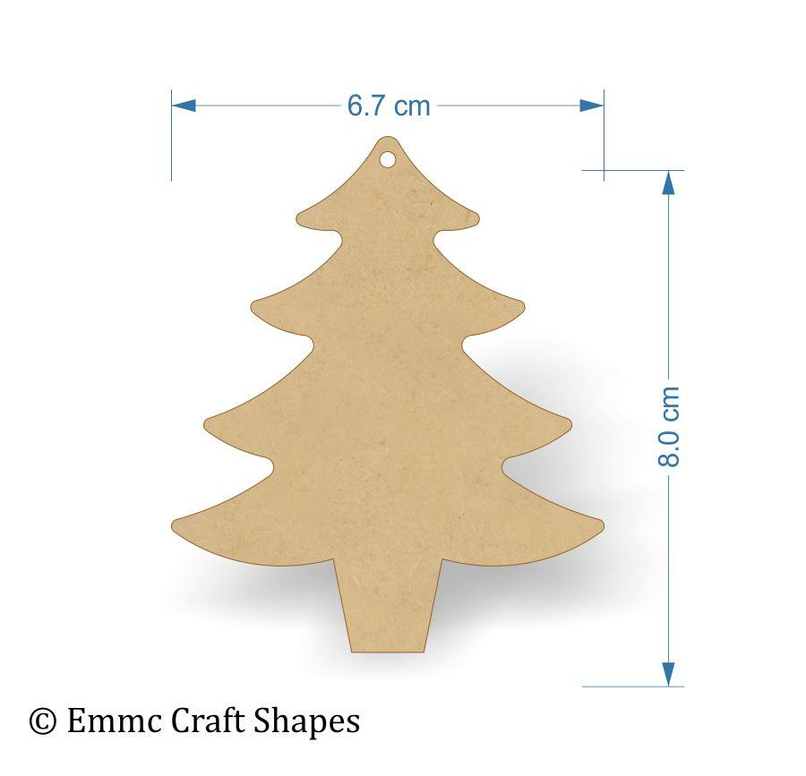 8cm size Christmas tree blank laser cut from 3mm mdf with a hanging hole.