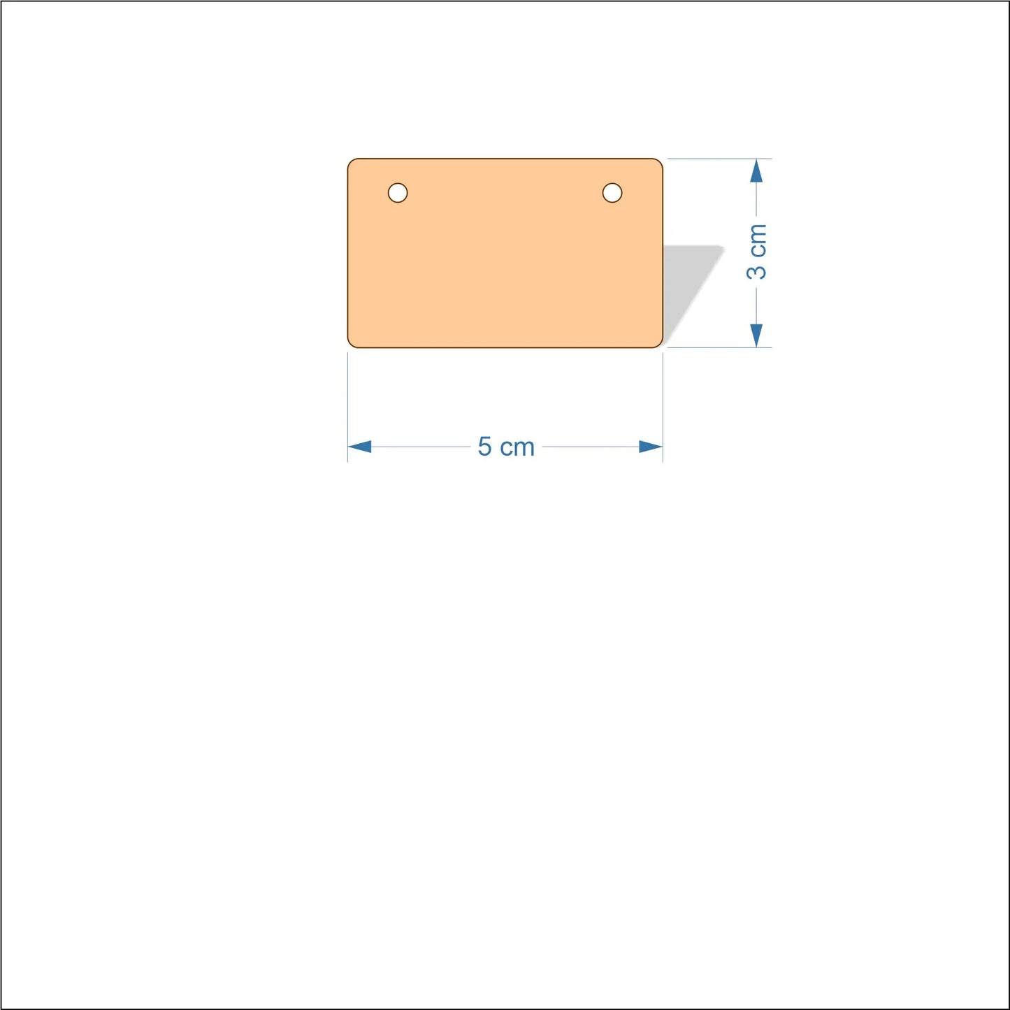 5 cm Wide Blank board plaques with rounded corners - plywood