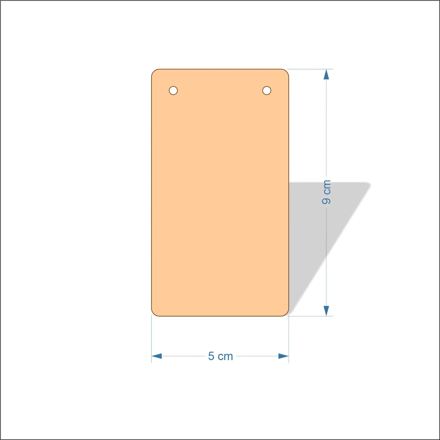 5 cm Wide Blank board plaques with rounded corners - plywood