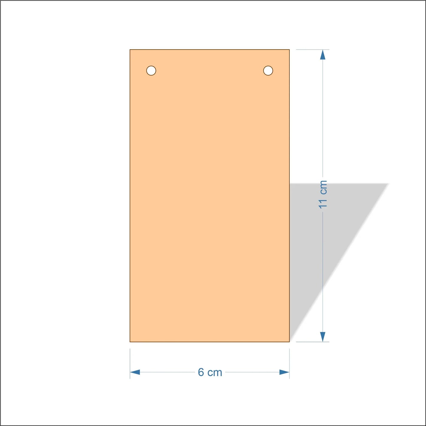 6 cm Wide Blank board plaques with square corners - plywood