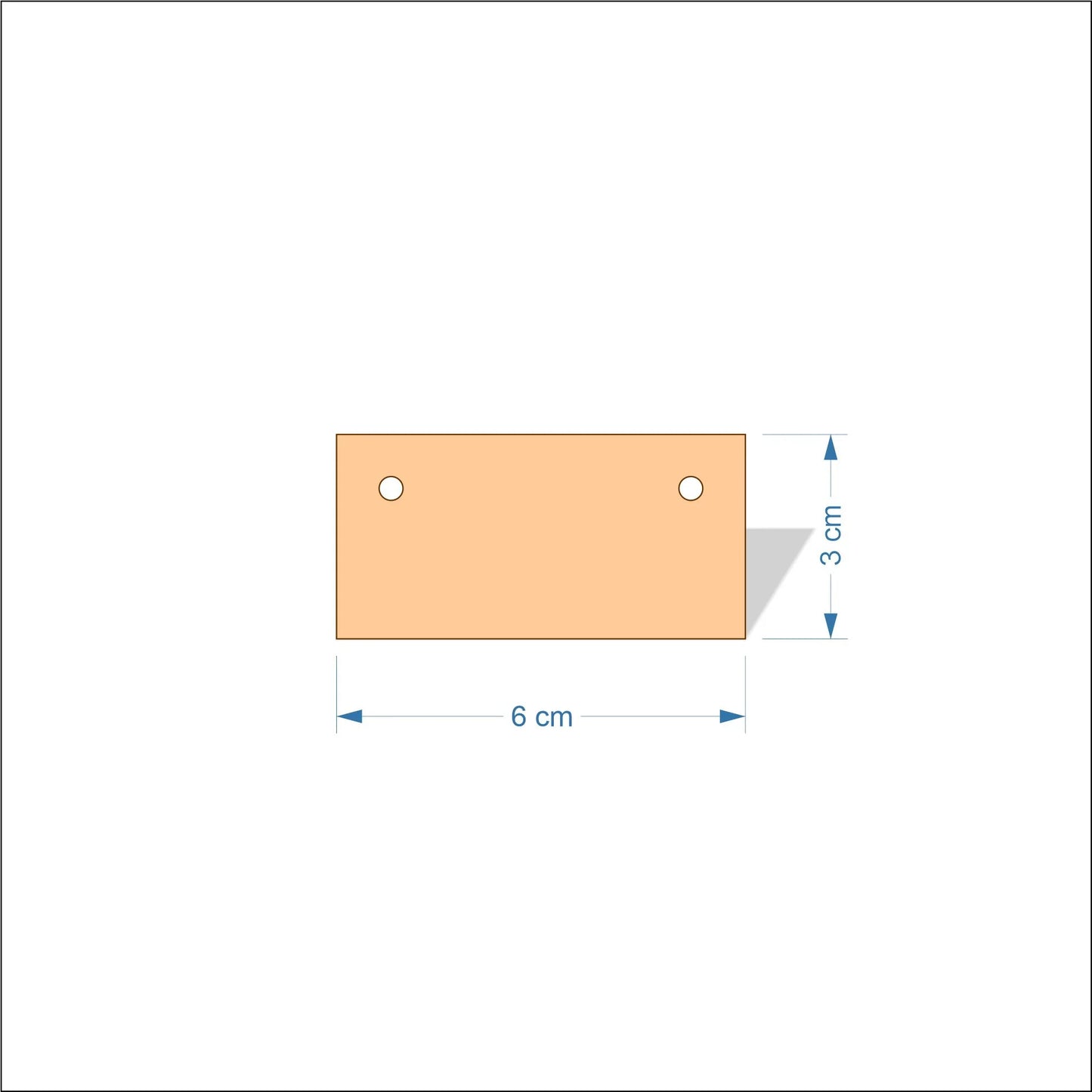 6 cm Wide Blank board plaques with square corners - plywood
