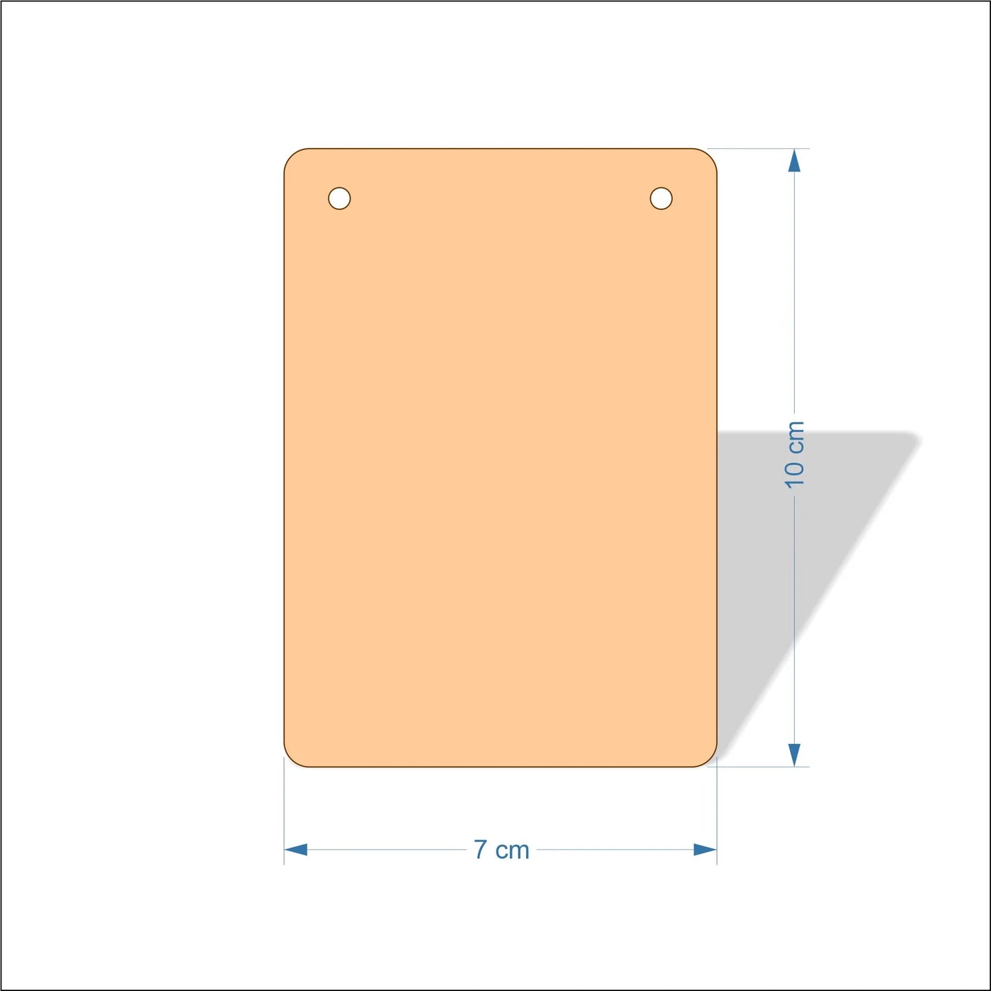 7 cm Wide Blank board plaques with rounded corners - plywood