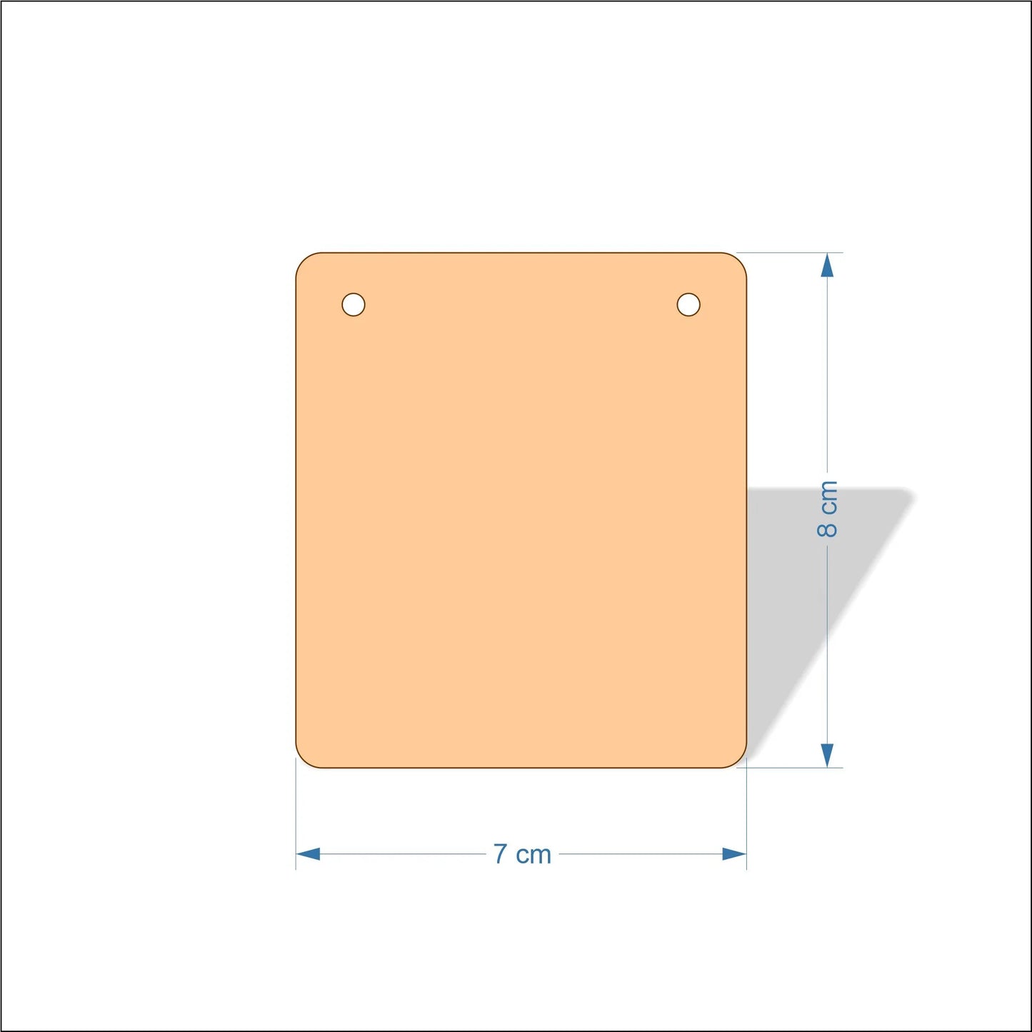 7 cm Wide Blank board plaques with rounded corners - plywood