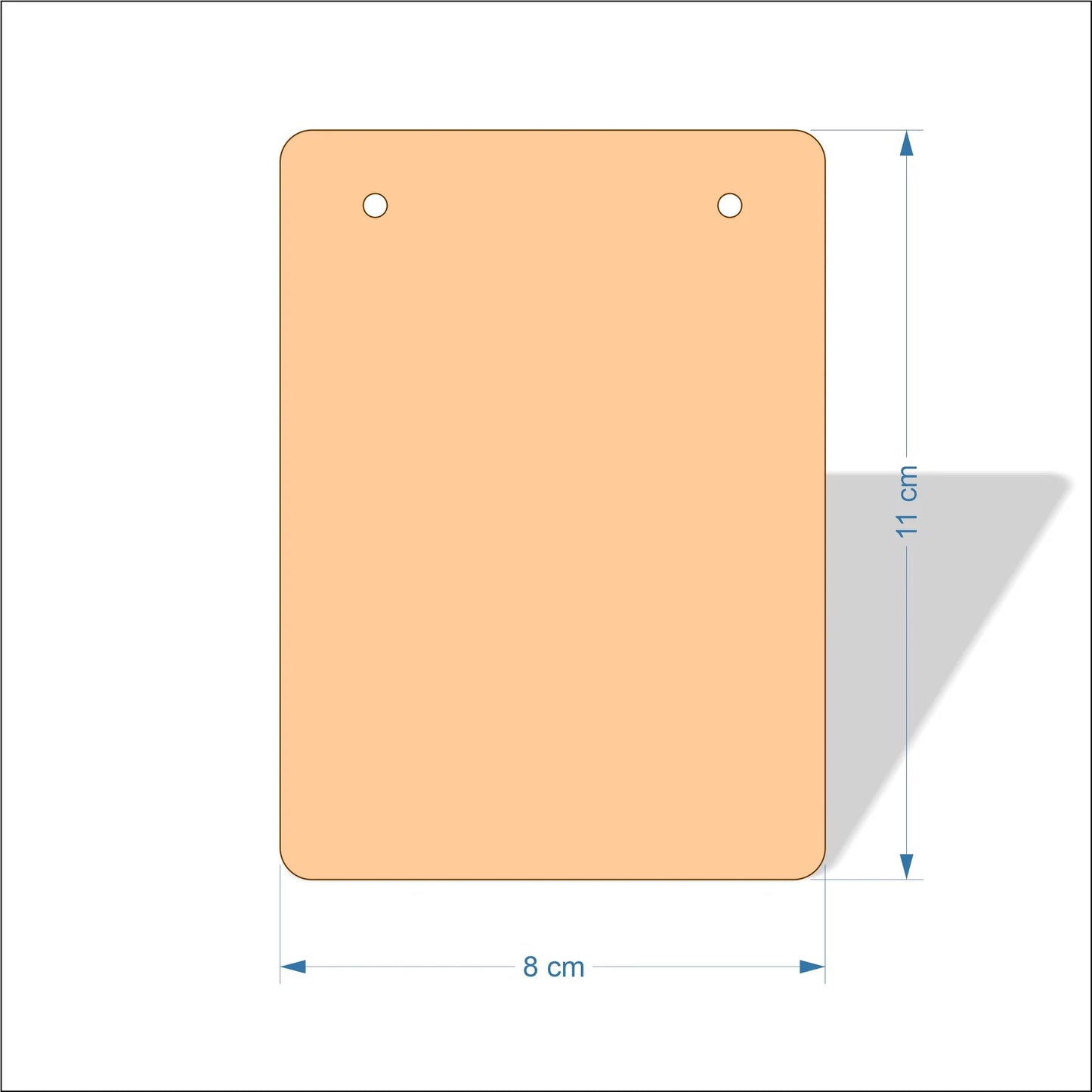 8 cm Wide Blank board plaques with rounded corners - plywood