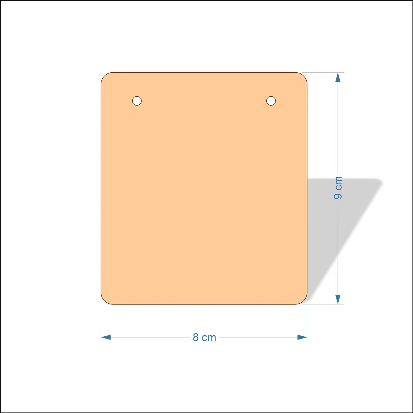 8 cm Wide Blank board plaques with rounded corners - plywood