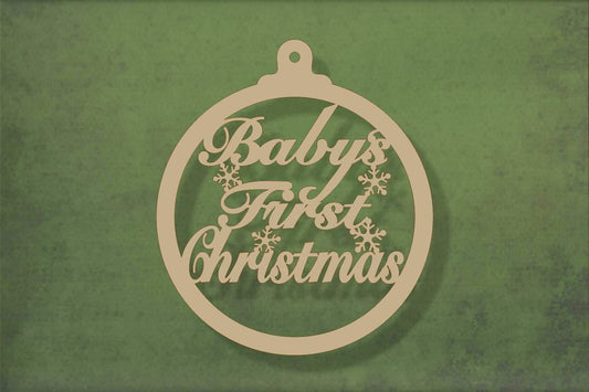laser cut blank wooden Babys first christmas bauble 3 shape for craft