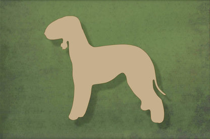 Laser cut, blank wooden Beddington Terrier shape for craft