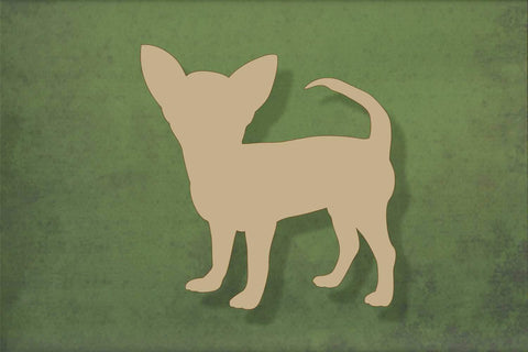 Laser cut, blank wooden Chihuahua 2 with face to side shape for craft