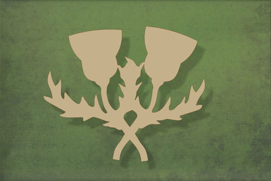 Laser cut, blank wooden Double thistle shape for craft